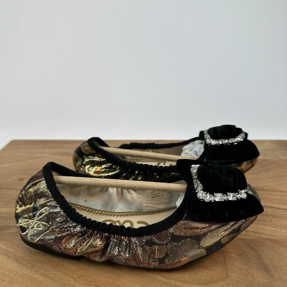 New Big Kids Sam Edelman Farah Bronze Metallic Ballet‎ Flats Shoes Size 1 Y - Picture 3 of 8